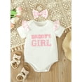 thumbnail image 4 of Bagilaanoe 3pcs Newborn Baby Girl Shorts Set Short Sleeve Letter Print Romper Tops + Plaid Shorts + Hairband 3M 6M 12M 18M Infant Casual Summer Clothes, 4 of 9