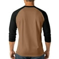 thumbnail image 7 of Dagegui Henley Shirts for Men Big and Tall Long Sleeve Tops Trendy Color Block Crewneck Pullover Baseball Tops Brown XXXXXL, 7 of 7