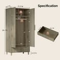 thumbnail image 3 of Ktaxon Fluted Wardrobe Closet Armoire with Hanging Rod, Modern Drawer & Shelf – Elegant Gray Finish Closet with Wood Handles, Farmhouse to Mid-Century Style, 3 of 10