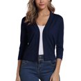 thumbnail image 3 of Urban CoCo Women's 3/4 Sleeve Cropped Cardigan (Navy Blue, L), 3 of 5