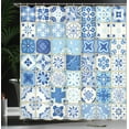thumbnail image 4 of Ambesonne Azulejos Shower Curtain, Porto Ceramic Style Motif, 69"Wx75"L, White Blue Grey Yellow, 4 of 5