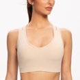 thumbnail image 2 of AGONVIN Women's High Impact Plus Size Large Bust Sexy Strappy Back Padded Sports Bra Pale Nude Small Plus, 2 of 6