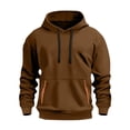 thumbnail image 2 of Men's Zip Up Hoodie with Arm Pocket, Casual Cardigan Style Sweatshirt, Large Size Fleece Jacket for Streetwear, Christmas Gift, Fall Winter Comfort and Travel,Brown,XL, 2 of 5