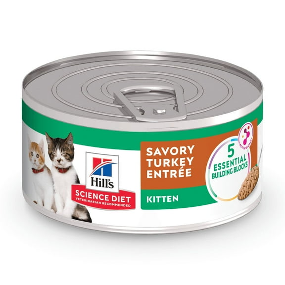 Hill's Science Diet Savory Turkey Wet Cat Food for Kittens, 5.5oz Can 24pk