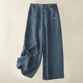 thumbnail image 2 of LLYwey Lightweight Sweatpants Women Women's Solid Color Elastic High Waisted Cropped Pants Cotton and Linen Casual Slim Flowy Pants Female Boho Long Pant Style H2968 Blue XL, 2 of 5