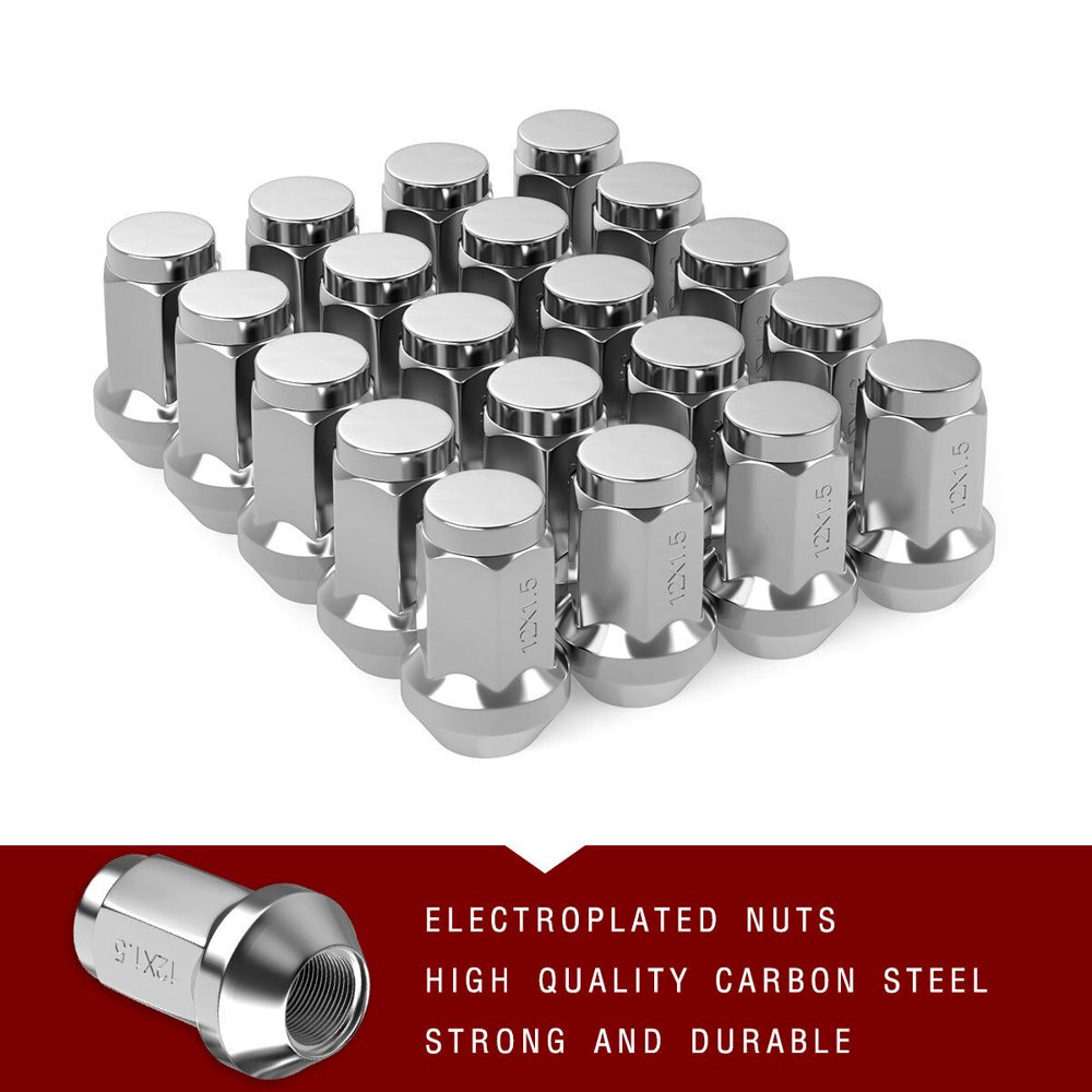 YITAMOTOR 20pcs Lug Nuts 12x1.5 Chrome, m12x1.5 Bulge Acorn Wheel Lug