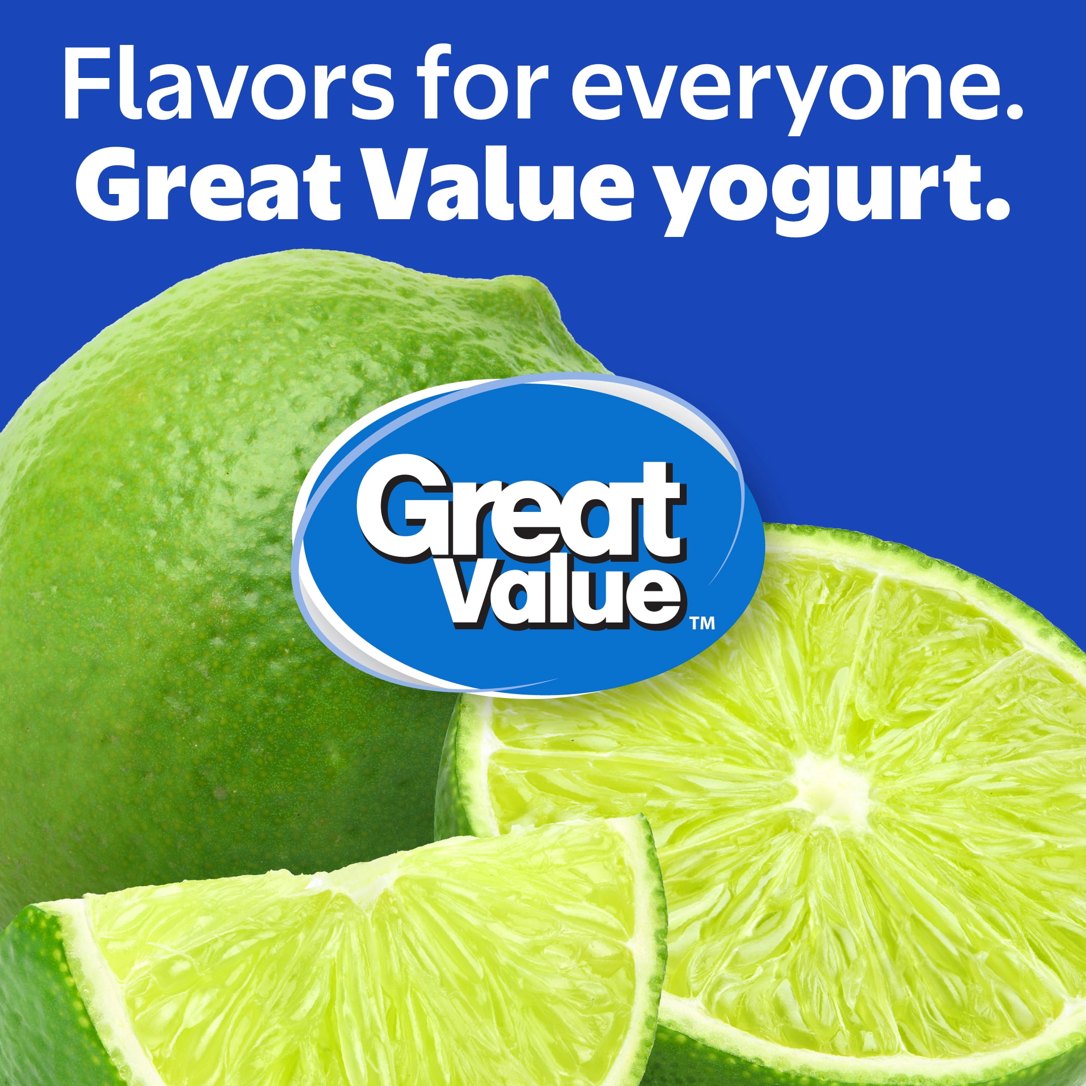 Great Value Key Lime Low-Fat Original Yogurt, 6 oz Cups, 4 Count
