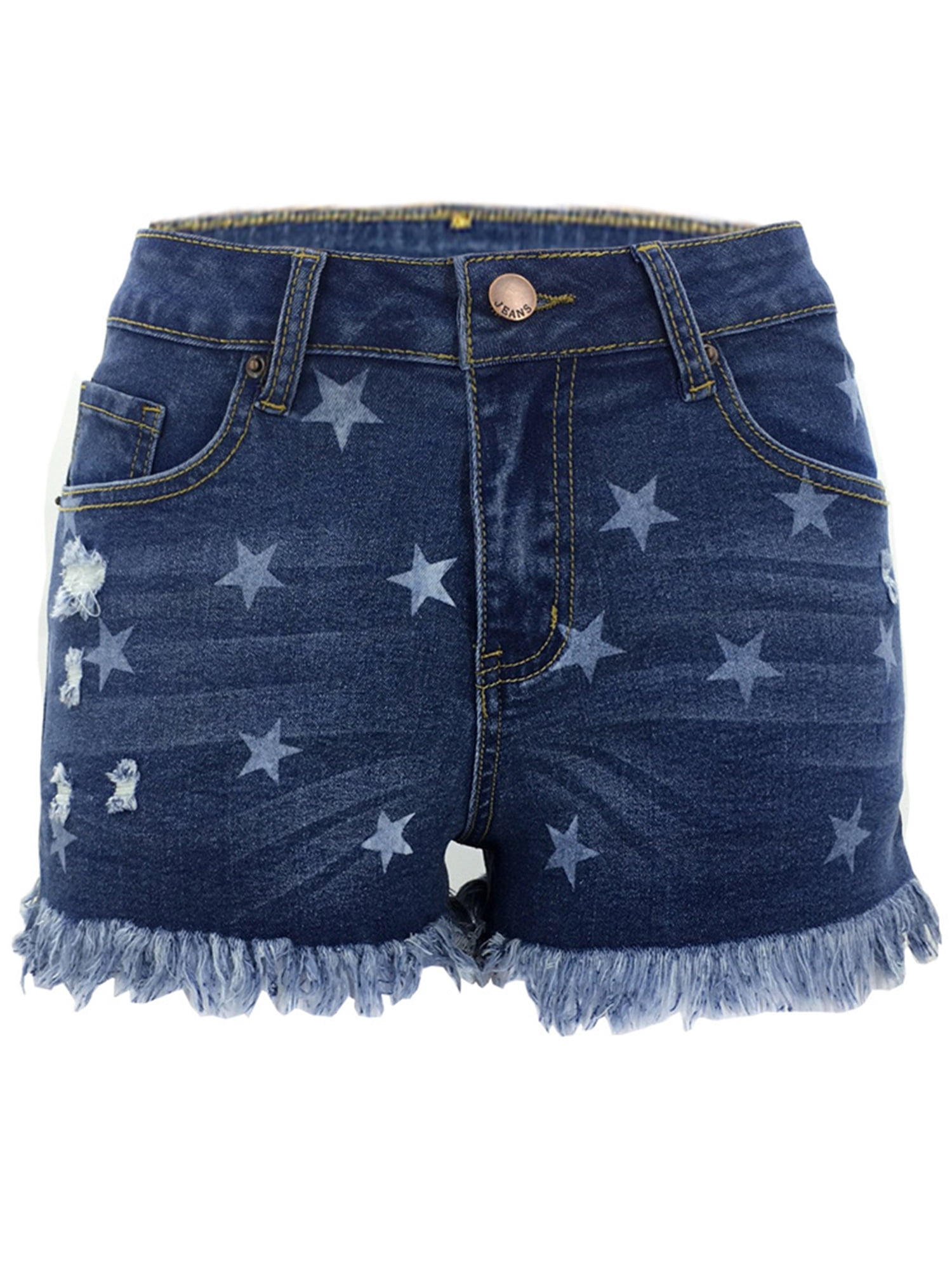 Sexy Dance Women's Denim Fringed Ripped Hole Shorts Bodycon High