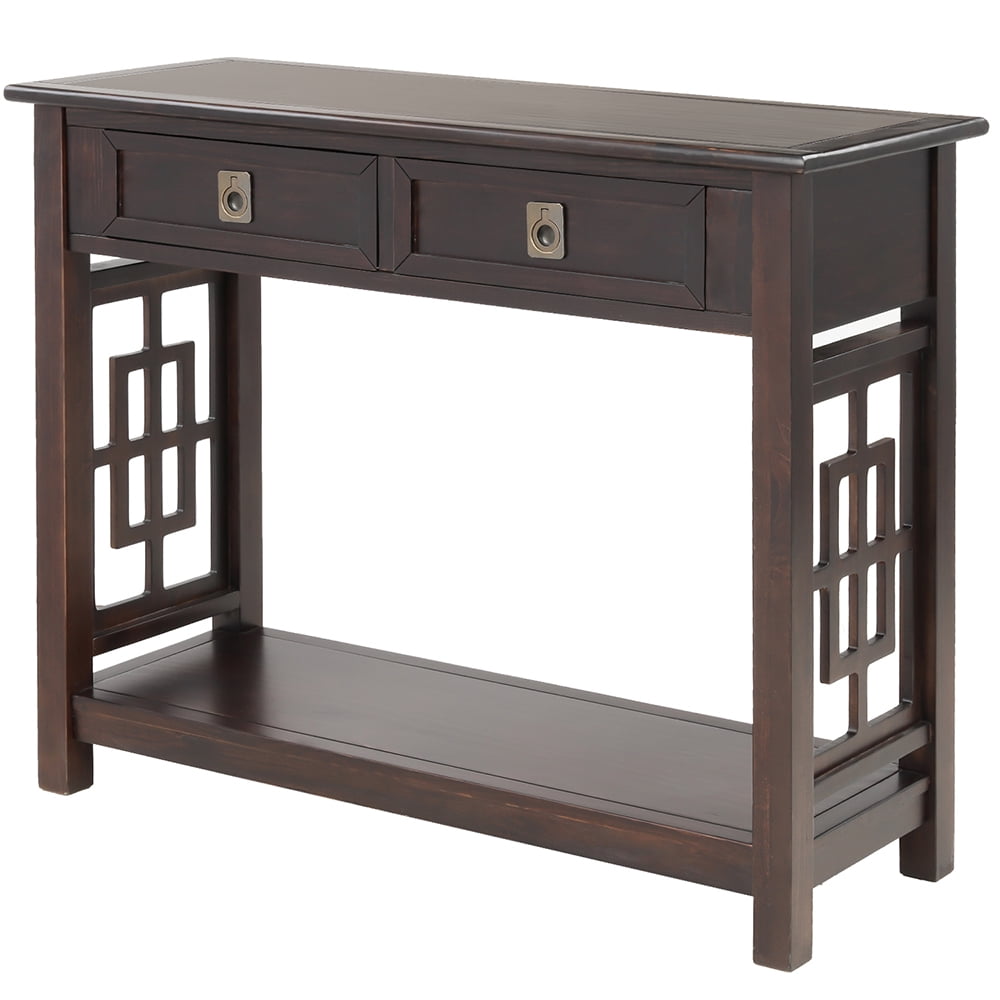 Lowestbest Classic Console Table, Bottom Shelf Console Sofa Table, Entryway Accent Sofa Table with 2 Drawers, Espresso Lowestbest Classic Console Table, Bottom Shelf Console Sofa Table, Entryway Accent Sofa Table with 2 Drawers, Espresso