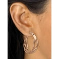 thumbnail image 6 of PalmBeach Jewelry Rose Ion-Plated and Gold Ion-Plated Stainless Steel Hoop Earrings Set, 6 of 7