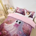 thumbnail image 3 of Homewish Dreamy Floral Halloween Ghost Duvet Cover Queen,Pink Bow Daisy Wildflower Print Queen Bedding,Pink Reversible,3pcs,1 Duvet Cover and 2 Pillowcases, 3 of 5