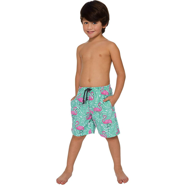 Kid's Swim Shorts Light Gray Technical Fabric with White Lily of
