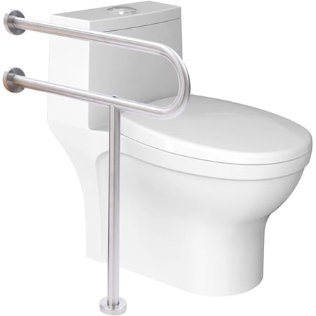 Handicap Rail Grab Bar, Wall Mount Toilet Safety Rail, Bathroom Safety Support Assist Bar for Disabled and Elderly, 304 Stainless Steel Handrail, Up to 75kg, 23.6 * 28.8in