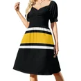 thumbnail image 2 of Black White & Yellow Power Stripe Sleeveless Clothing long dress wom summer wom's eving dresses02, 2 of 7
