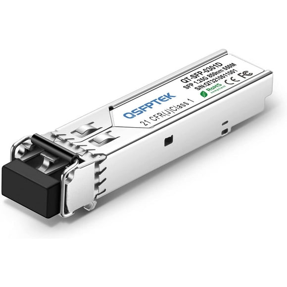QSFPTEK SFP Module Gigabit Multimode LC Mini-GBIC Transceiver 1000BASE-SX for Netgear AGM731F (850nm, 550m, with DDM)