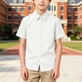 thumbnail image 7 of OGLCCG Boys Short Sleeve Dress Shirts Kids Summer School Uniform Shirts Solid Color Cotton Button Down Shirts 1-18 Years, 7 of 7