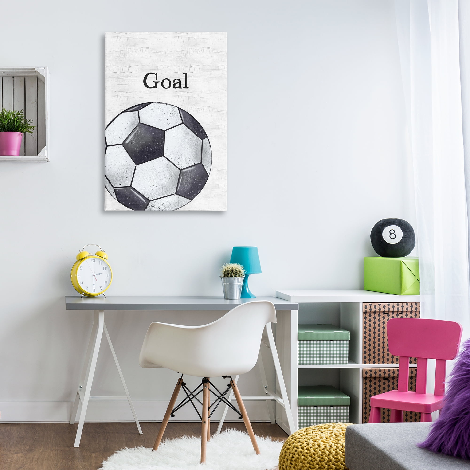 Stupell Industries Soccer Ball Goal Sports Painting Wrapped Canvas Art Print Wall Art, 24 x 36