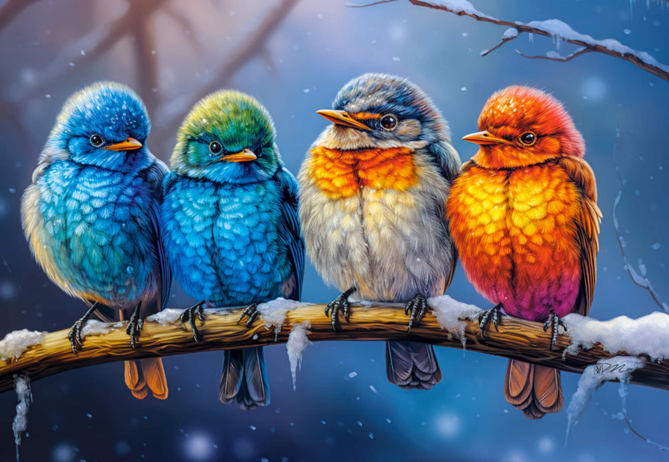 1500 Piece Jigsaw Puzzle, Together Warmer, Animal Puzzle, Colorful Birds, Adult Puzzle, Castorland C-152193-2