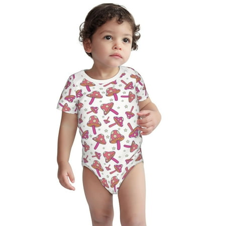 

Fotbe Purple Mushroom Pattern Unisex-baby Short-sleeve Bodysuit Short Sleeve Bodysuits One-piece 100% Organic Cotton for Infant Baby Boys Unisex-12 Months