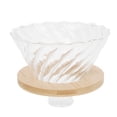 thumbnail image 6 of Xirurus Pour Over Coffee Dripper Cone Filter Cup Glass Maker Accessories with Wood Base Home Office Use Reusable Clear 4.7 Inches / 12 cm V60 Style Ribbed Funnel, 6 of 9