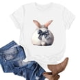 thumbnail image 4 of VBTAPA 2025 Summer Tops for Women Happy Easter T Shirt Cute Bunny Eggs Graphic Tees Casual Holiday Short Sleeve Tees Top on Sale White M, 4 of 5