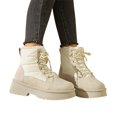 thumbnail image 4 of HTHLVMD Women Snow Boots, Warm Faux Fur Lined Boots, Women's Winter Snow Boots Lace Up Waterproof Warm Faux Fur Lined Booties Quilted Puffer Thick Sole Outdoor Walking Shoes, Beige 5.5, 4 of 6
