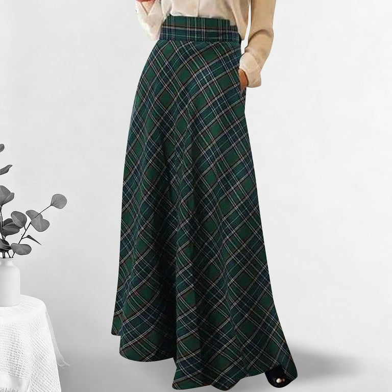 Taylonsss Women's High Waist Tartan A Line Long Full skirt Vintage Plaid Pleated Maxi Skirt Dress with Pockets - Walmart.com Taylonsss Women's High Waist Tartan A Line Long Full skirt Vintage Plaid Pleated Maxi Skirt Dress with Pockets - Walmart.com