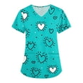 thumbnail image 2 of Scrubs Plus Size Women,Women's Valentine's Day Printed Loose-Fit V-Neck Pocket Short-Sleeve Nursing Scrubs Top - Red - M, 2 of 6