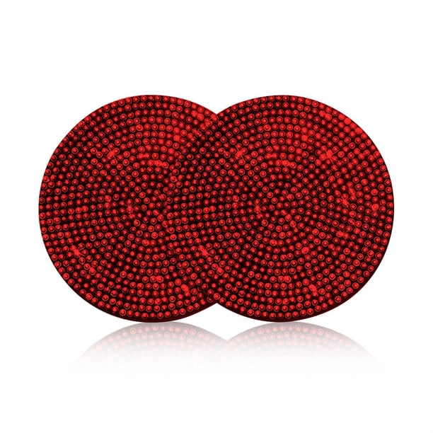 Sidaley Portavasos Universal para coche, alfombrillas redondas para vehículos y camiones, almohadillas decorativas antideslizantes con diamantes de Automoción decorativa y accesorios Rojo Sidaley VI015548-04