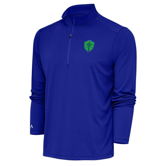 Men's Antigua Royal Seattle Sounders FC Tribute Quarter-Zip Pullover Top