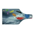 thumbnail image 2 of Colorful Cutting Board, Parasols on Foreground of Dark Cumulus Rain Clouds Windy Stormy Day Shield Image, Tempered Glass Cutting and Serving Board, Wine Bottle Shape, Multicolor, by Ambesonne, 2 of 5