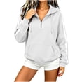 thumbnail image 5 of DIOAZUD Women's Quarter Zip Hoodie Oversized Drop Shoulder Long Sleeve Hooded Sweatshirt with Kangaroo Pocket Casual Pullover White S-XXL, 5 of 8