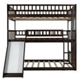 thumbnail image 6 of Triple Bunk Bed Full over Full over Full, Convertible into 3 Full Beds, or 1 Bunk Bed & 1 Platform Bed, Wood Triple Beds Frame with Slide, Ladders and Guardrail, No Box Spring Needed, Espresso, D3825, 6 of 10