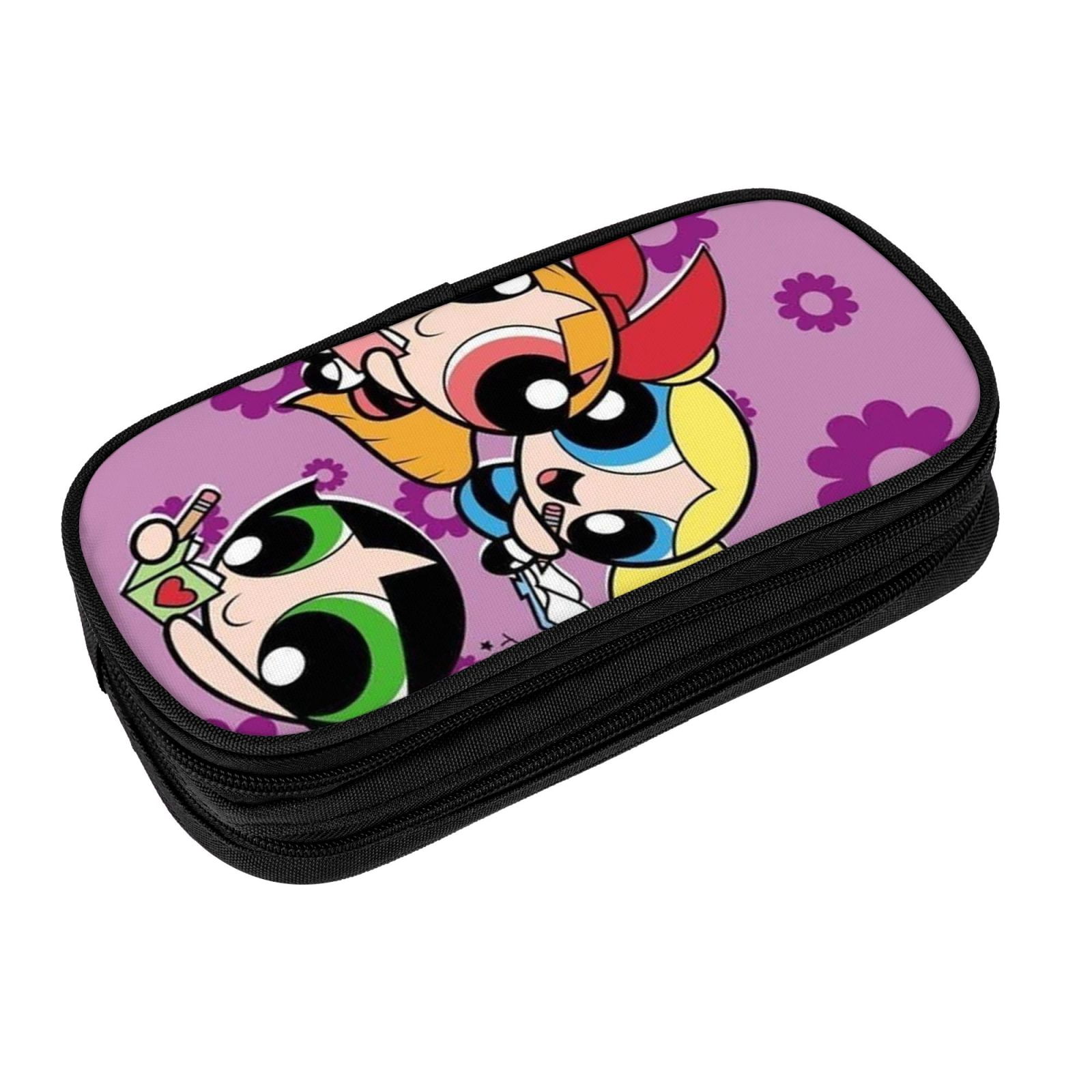 The Powerpuff Gi-rls Pencil Case Large Capacity Pencil Pouch Penbag Office Stationery Organizer Travel Makeup Bag Black
