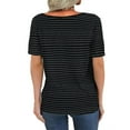 thumbnail image 2 of Langwyqu Wide V-Neck Women Stripe Print Short Sleeved Loose T-Shirt, 2 of 3