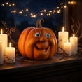 thumbnail image 3 of Whimsical Smiling Pumpkin Figurine for Halloween and Fall Decor - Perfect for Home, Office, and Festive Settings, 3 of 5