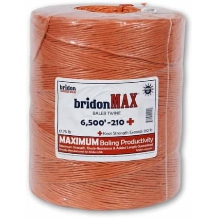 Bridon MAX® Baler Twine WR210 x 6,500' – Orange Premium Strength Agricultural Twine – Made in USA – Single Spool for Large Square Bales