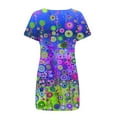 thumbnail image 3 of Viikei Casual Tiered Ruffle Short Sleeve Dress,Women's Short Sleeved Dress with Floral Print Round Neck Dress Multicolor XXL, 3 of 5