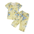 thumbnail image 3 of Gunia Womens Capri Pajama Sets Floral Print Pajama Short Sleeve Top And Cropped Pants Summer Soft Comfy Nightwear Outfit Womens Summer Pajamas Sleepwear Pjs L-2Xl, 3 of 7