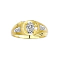 thumbnail image 1 of RYLOS Men's Rings 14K Yellow Gold Rings Classic Designer Style 8X6MM Oval Gemstone & Diamond Ring White Topaz April Birthstone Rings For Men Size 13, 1 of 7