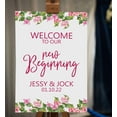 thumbnail image 2 of Darling Souvenir MADE WITH LOVE Personalized Welcome Sign/ Banner, Welcome To Our New Beginning Custom Flower Border Wedding, Engagement Party Sign - 18x12, 2 of 5