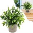 thumbnail image 2 of Spring Fake Plants, Artificial Tropical Small Pot Green Plants Indoor Office Table Kitchen Bathroom Home Decor, Semi Spherical Pulp Bonsai for Farmhouse Office Tabletop Decor, 1Pc(Green4,3x3x9.8"), 2 of 8