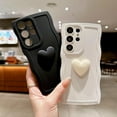thumbnail image 3 of for Samsung Galaxy S24 Ultra Case for Women, Cute Kawaii 3D Love Heart Solid Color Curly Wavy Camera Lens Cover Shockproof Soft Silicone Phone Cover 6.8 inch (Black), 3 of 12