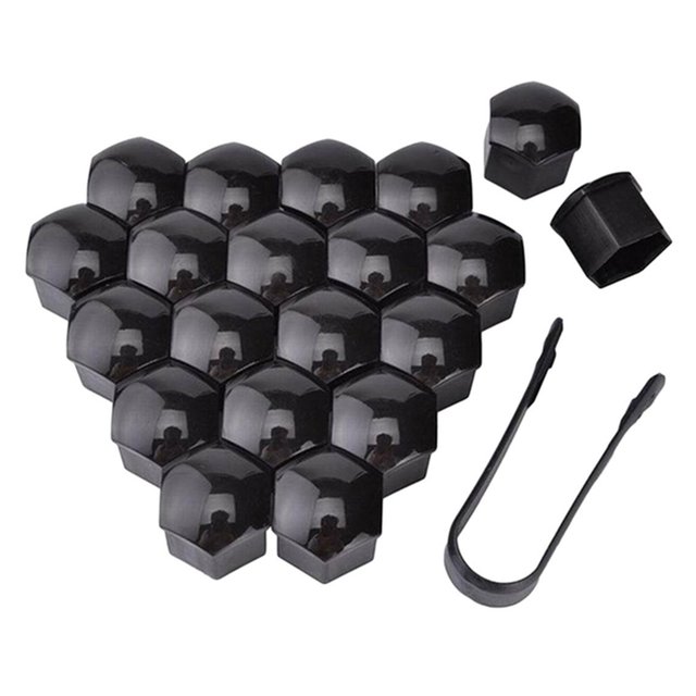 20 piezas de tapa de tuerca de rueda de coche, carcasa de tornillo, decoración, cubierta negra de 17 mm, se adapta a la mayoría de