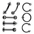 thumbnail image 4 of 8 piezas de material acero inoxidable negro abierto / labio / de aro para cejas Stud Tragus Piercings barra recta 16G 8mm, 4 of 8