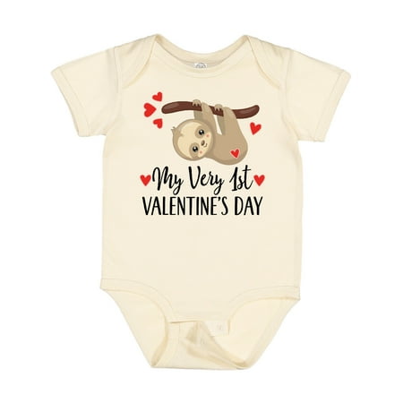

Inktastic My First Valentines Day Baby Sloth Gift Baby Boy or Baby Girl Bodysuit
