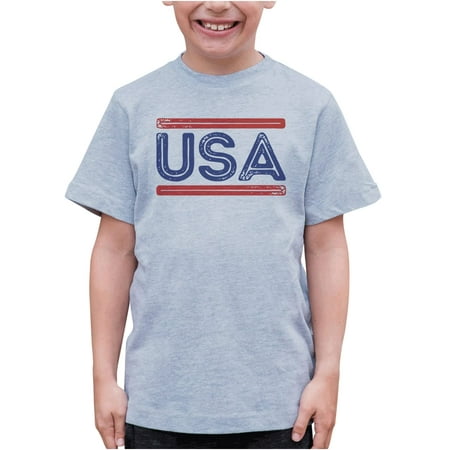 

7 ate 9 Apparel Kids Patriotic 4th of July Shirt - USA Distressed Grey T-Shirt 4T