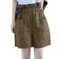 thumbnail image 6 of YOIAVAIOY Women's Work Short Pants High-Waist Loose Fit Wide-Leg Shorts Slimming Stylish Five-Button Shorts Khaki XXXL, 6 of 8