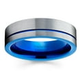 thumbnail image 2 of Blue Tungsten Wedding Band 6mm Blue Tungsten Ring Anniversary Ring Men & Women Gray Tungsten Ring Comfort Fit, 2 of 2