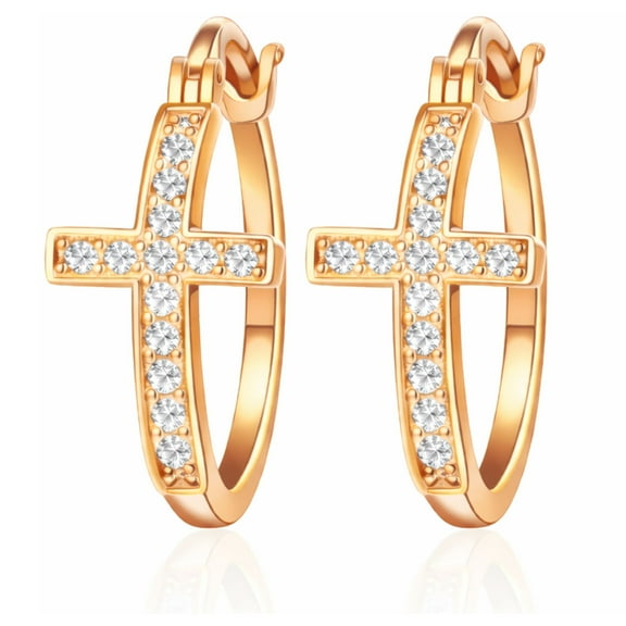 Cross Hoop Earrings for Women Cubic Zirconia Ginger Lyne Collection